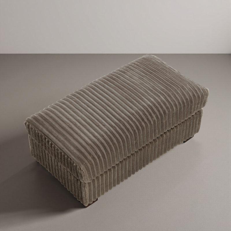 40.15cm Wide Rectangle Solid Colour Footstool Ottoman, Light Brown 