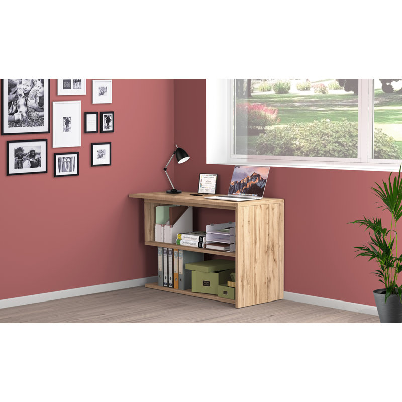 L-Shaped Computer Desk, Brown, Wotan Oak