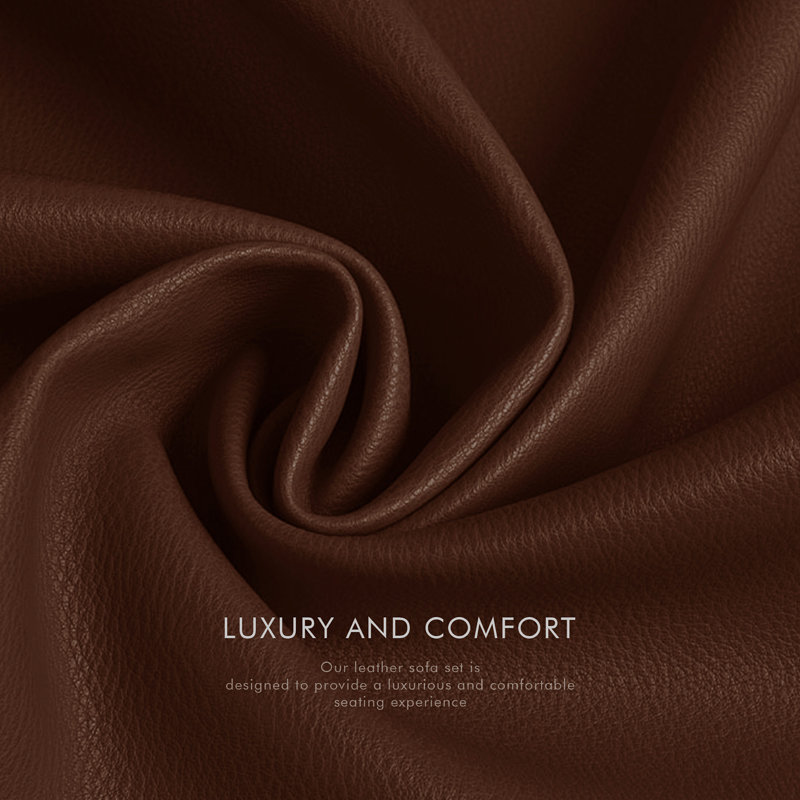 Causeuse inclinable de 72 po de largeur en similicuir avec rangement et porte-gobelets, Reddish Brown