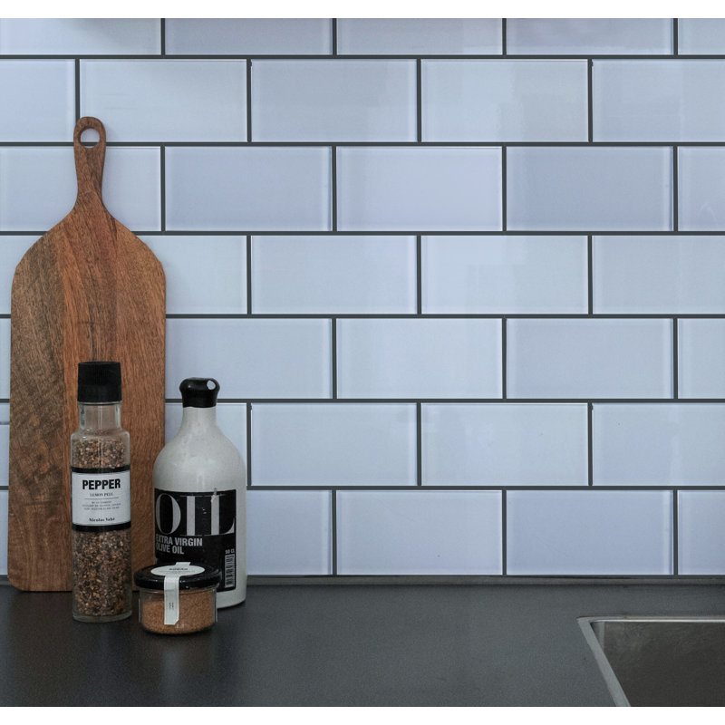 Premium 3" x 6" Straight Edge Glass Mosaic Subway Tile, Moonlight Gray