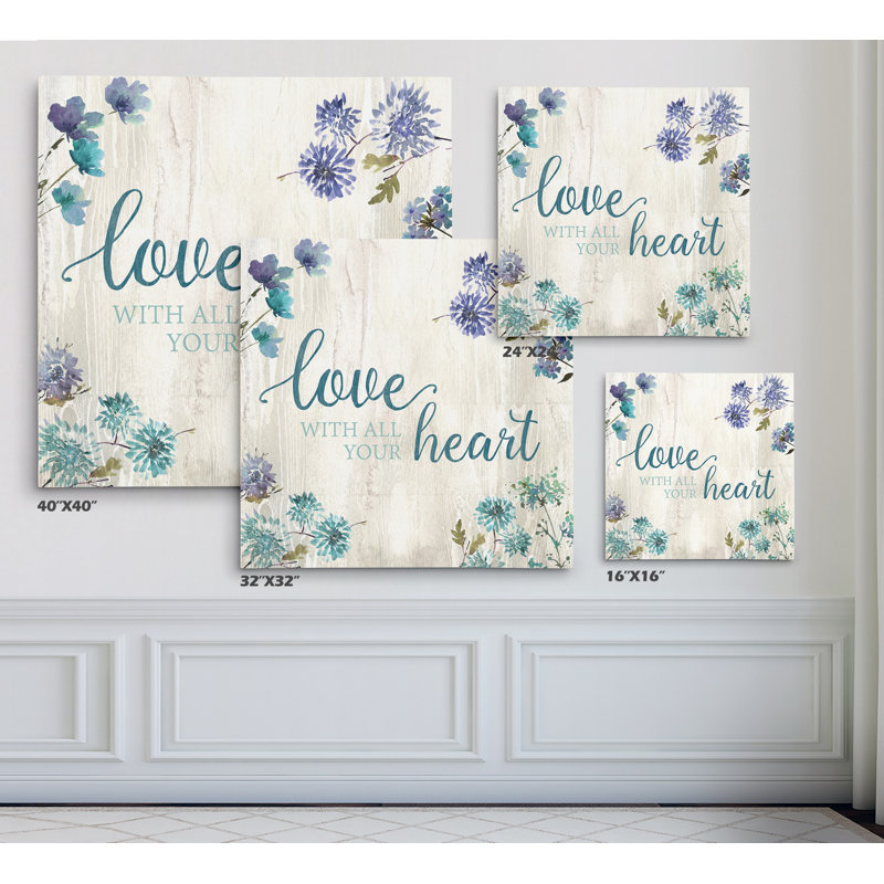 «All Your Heart», reproduction d'art textuel, Toile tendue, H 24 po x l 24 po x P 1,5 po