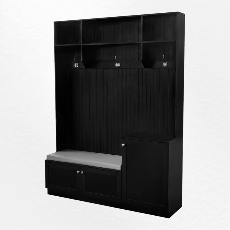 Ayham Hall Tree 59'' Wide with Bench and Shoe Storage, Black