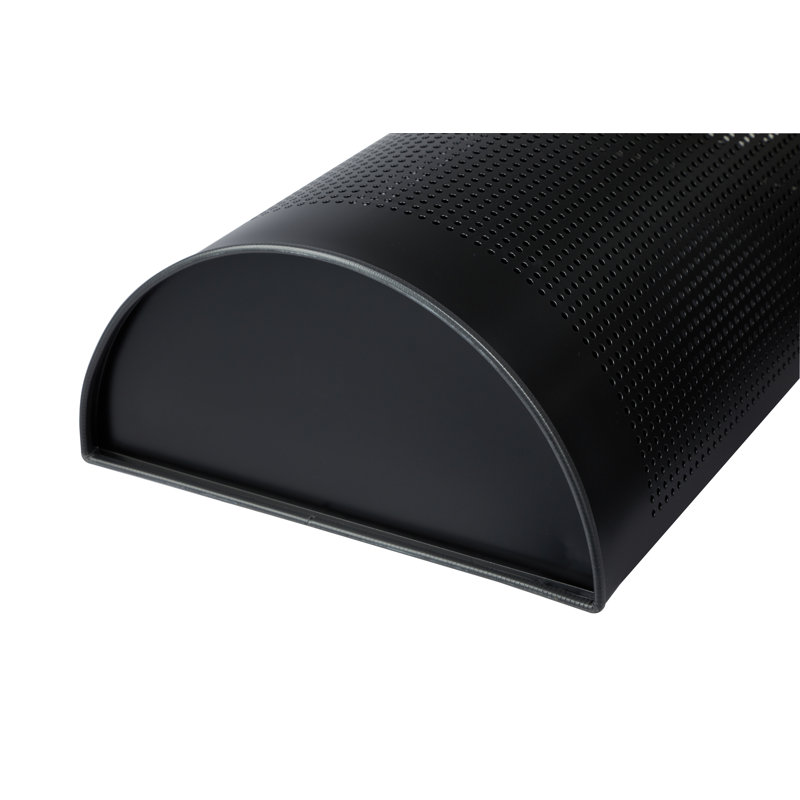 Poubelle demi-ronde 12 gallons en acier inoxydable perforé, Noir