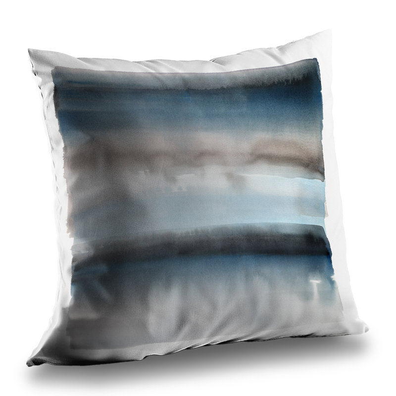 Blue Stripes Pattern Bathroom Poly Twill Throw Pillow – Poly Twill Throw Pillow with Insert, Double-Sided Print