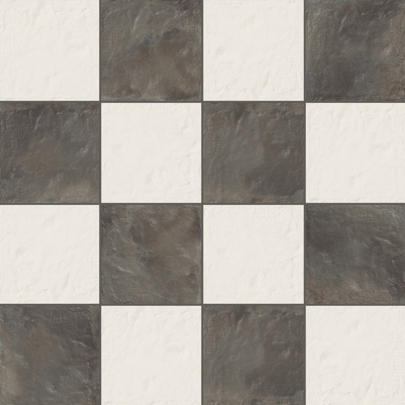 Carrelage en porcelaine 8x8 Autumn Essentials, Graphite / blanc