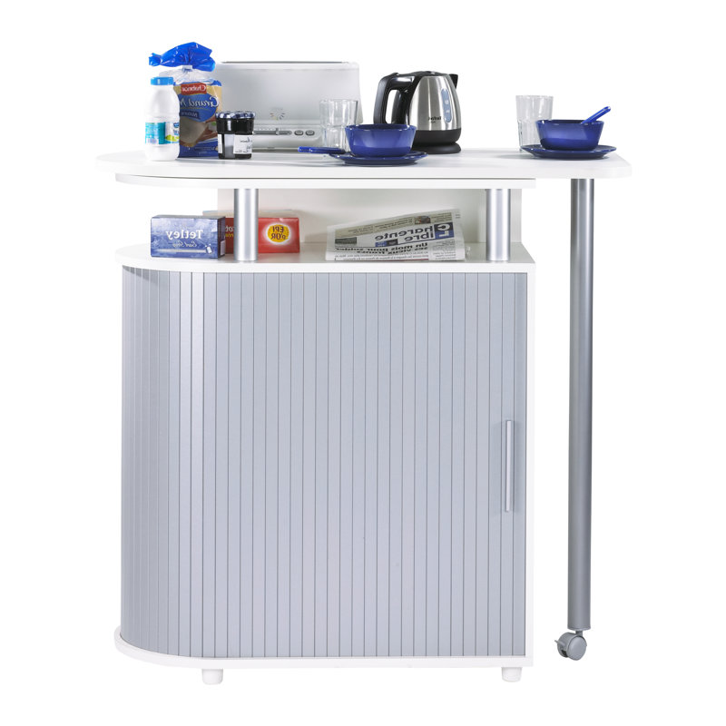 Asylbek Wood Kitchen Island, Aluminium