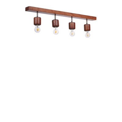 Rustic Oak Chandelier, 18 x 7.9 inches | Wooden Body & Cap, Ø2.4 x 3.1 inches | Socket Type: 4 x E27, Max 40W (Bulb Not Included) | Elegant Lighting for Living Room, Dining Room, and Entryway Decor
