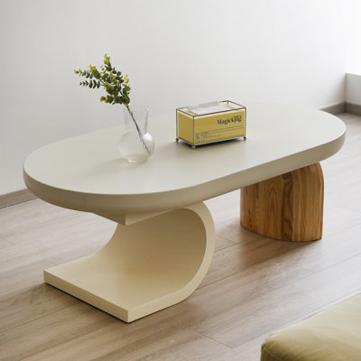 Japanese-style wooden oval coffee table