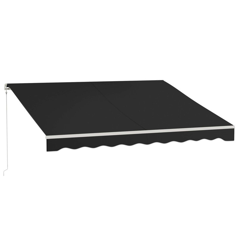 Outsunny Polyester Cover Retractable Patio Awning, Solid Color, Cream White, 59" H x 118" W x 98.5" D
