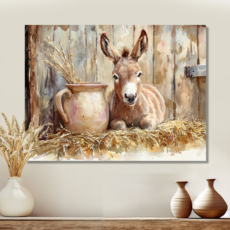 «Donkey Portrait At The Farm II», décoration murale en métal, impression d'art moderne en métal, H 34 po x l 44 po