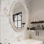 Miroir mural rond avec bordure perlée