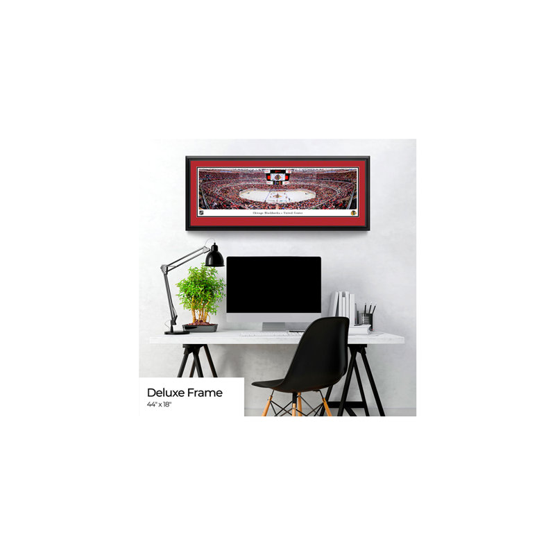 Imprimé panoramique des Blackhawks de Chicago, NHL, H 18 po x l 44 po, Cadre noir