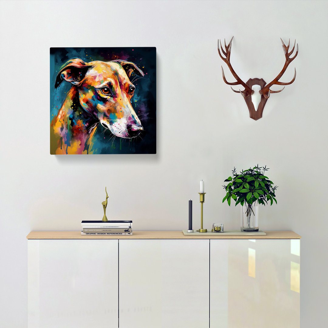 Greyhound Dog Abstract No.4 - Wrapped Canvas