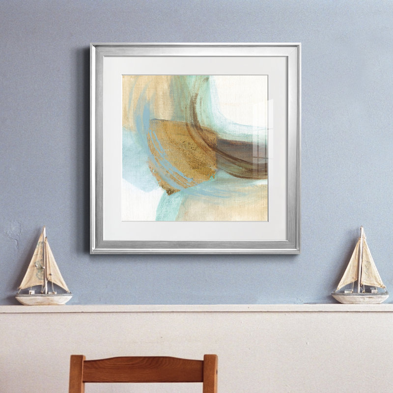 Blue Rhythm I - peinture encadrée, Papier avec cadre argenté, H 17,5 po x l 17,5 po x P 1,5 po
