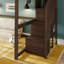 Lit mezzanine double classique haut + escalier, noyer-569056586