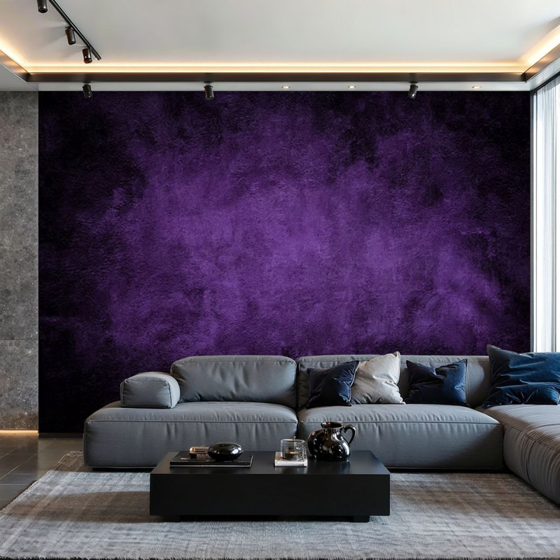 Peel and Stick Wallpaper Wall Mural old purple vintage black distressed grunge texture border website wall Wall Art Self Adhesive and Removable