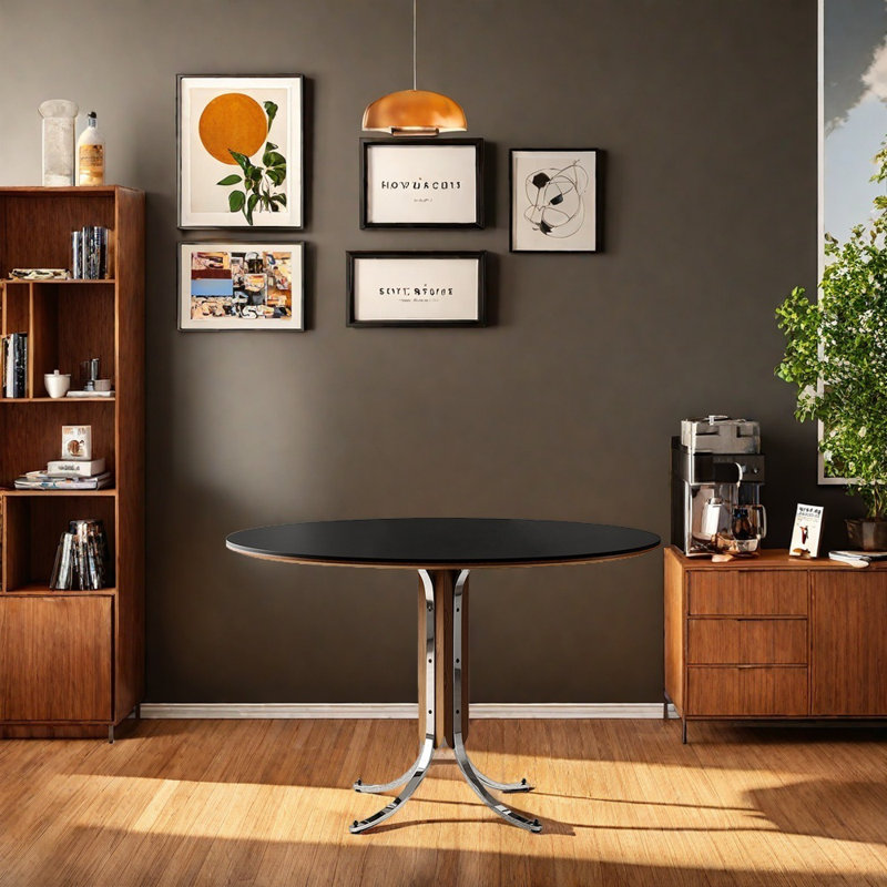 Round solid wood rock slab dining table, 29.52" H x 47.24" W x 47.24" D 