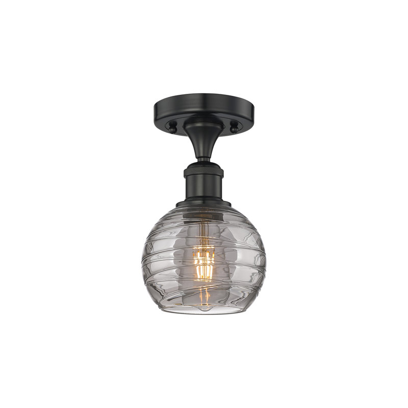 1 - Light Semi Flush Mount, Matte Black, 8.25" H x 8" W x 8" D