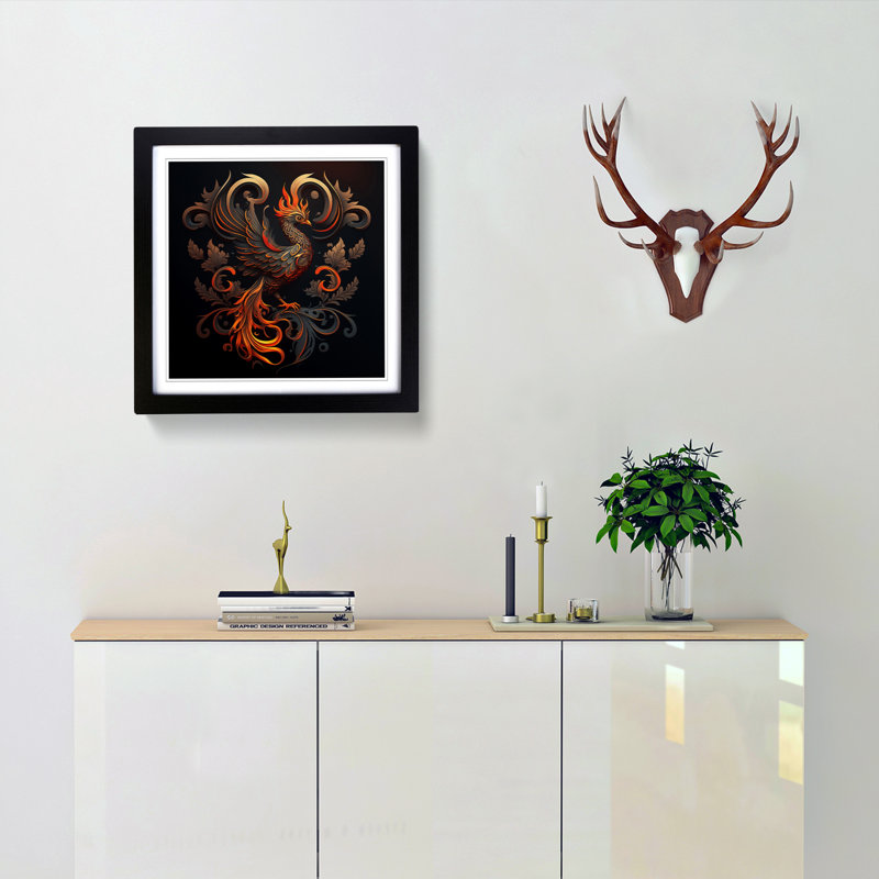 Phoenix Ornamental - Framed Print, Black