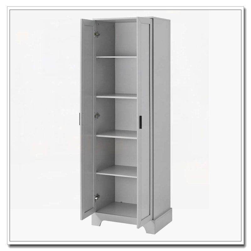 Armoire de rangement autoportante pour salle de bain avec 2 portes et tablette réglable, Gris