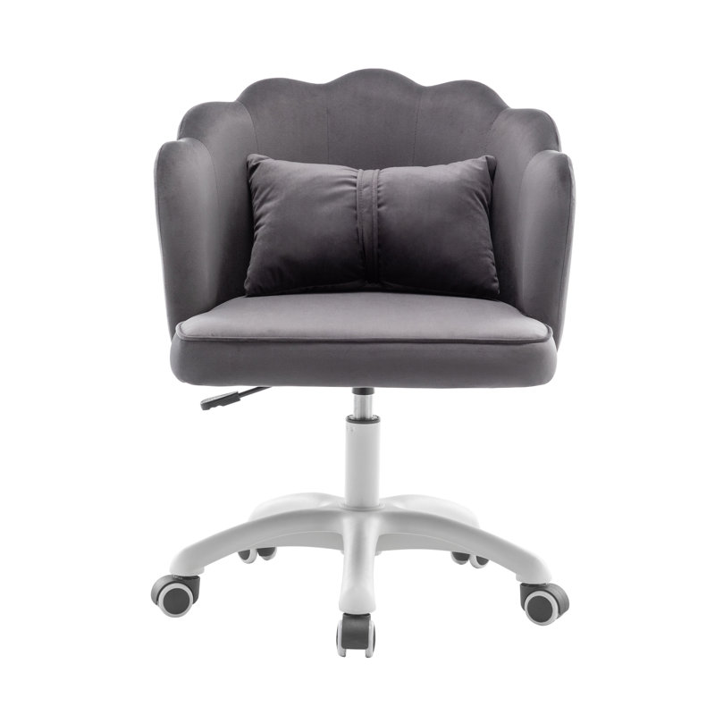 Koret Scalloped Velvet Office Chair, Gray