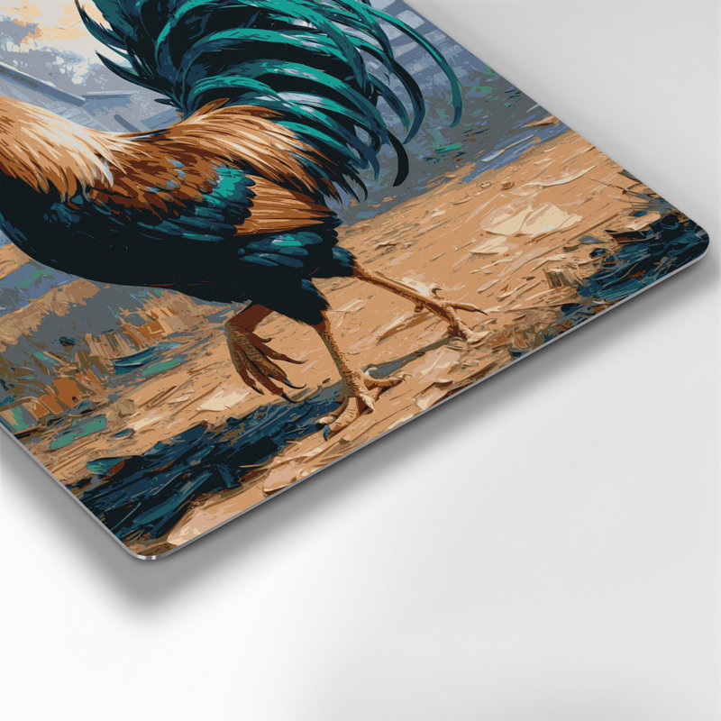 Farm Roosters, art mural gris en métal, H 8 po x l 8 po
