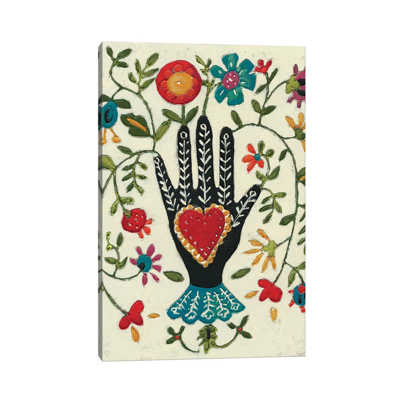 «Corazon I» par Chariklia Zarris - peinture sur toile tendue, H 18 po x l 12 po x 1,5 po
