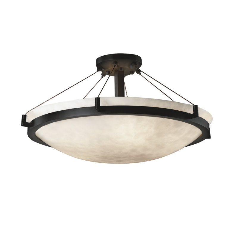 Plafonnier semi-encastré 27 po à cuve simple 6 lumières Malibu, Noir mat