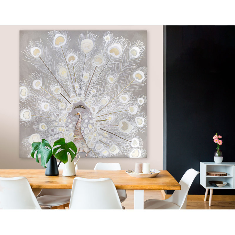 «White Velvet Peacock», reproduction sur toile tendue, H 12 po x l 12 po, Toile