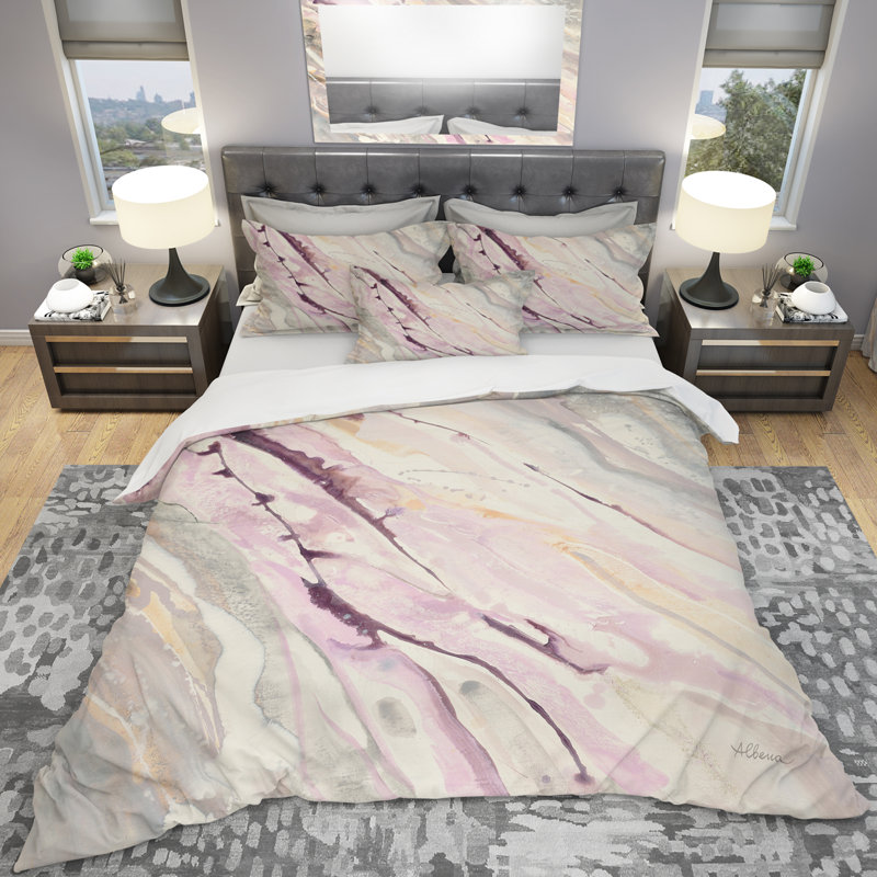Marbre rose Shabby - ensemble de housse de couette moderne élégant et chic - microfibre de polyester