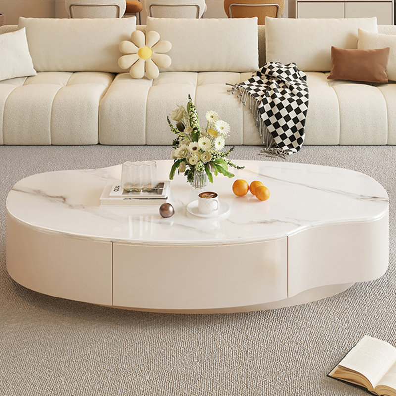 Ensemble de tables basses Modern, H 13 po x L 47,2 po x l 23,6 po, Crème, crème, Crème, crème