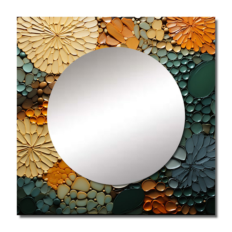 Amariea - Miroir abstrait carré, art mural pour salle de bain, 36 po x 36 po