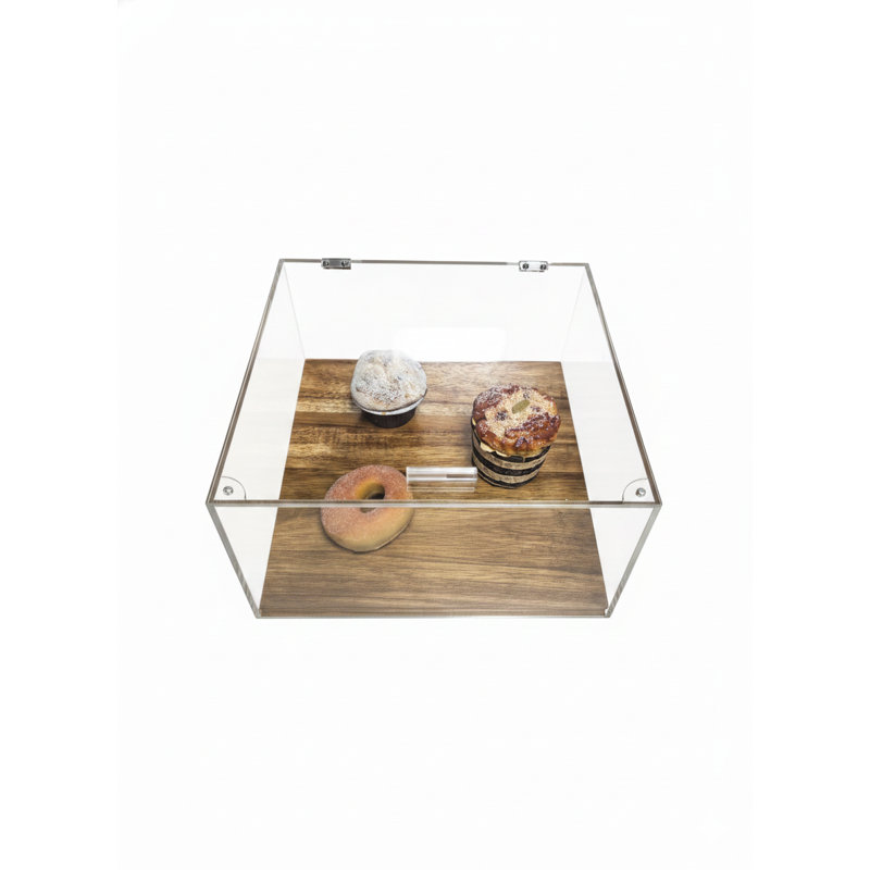 Acrylic Bread Box Acacia Base Display Case