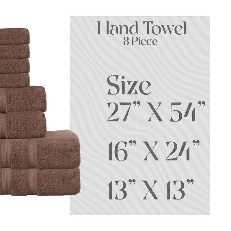 Elegance Essentials 550GSM 100% Cotton Zero Twist Bath Towel Set(2 Bath, 2 Hand Towel & 4 Washcloth), Chocolate