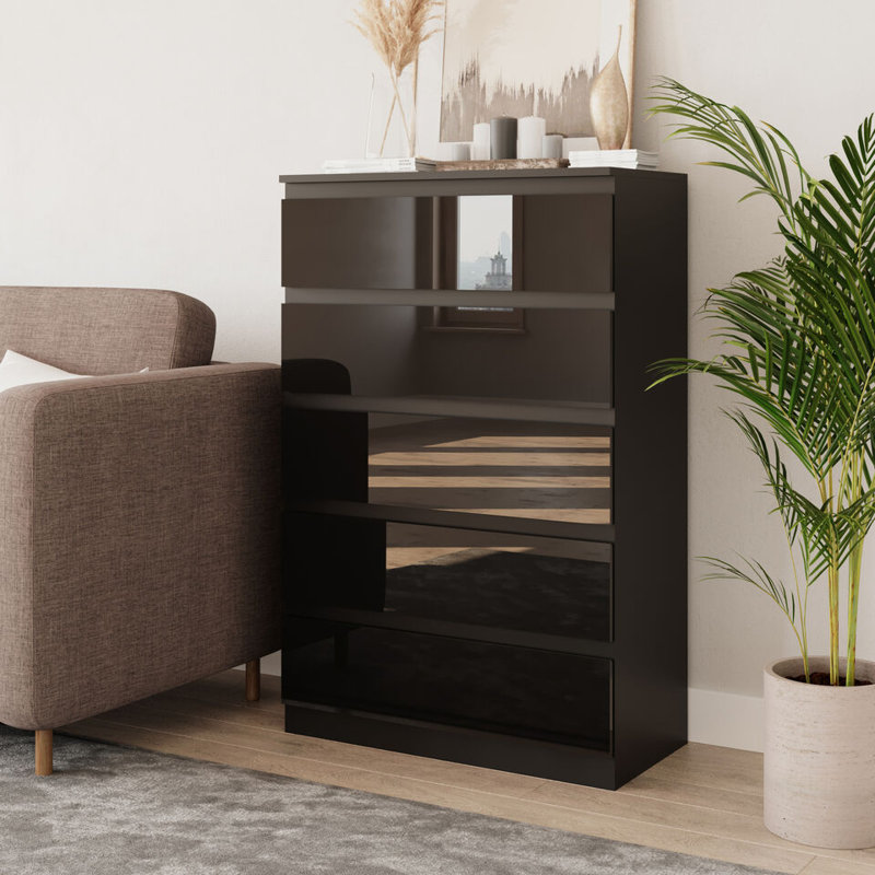 Amardev Wood Rectangle Accent Cabinet, Black