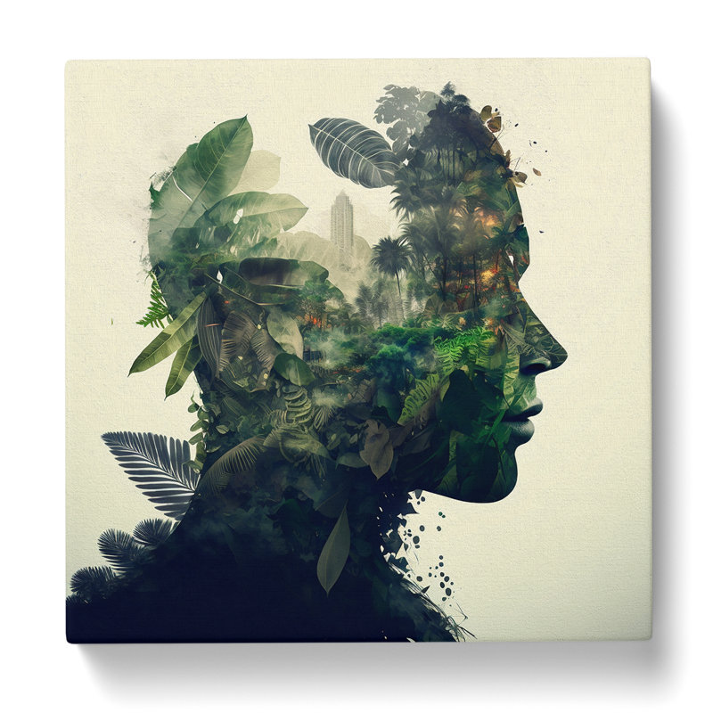 Jungle Double Exposure No.2 - Wrapped Canvas, 35cm H x 35cm W x 3cm D