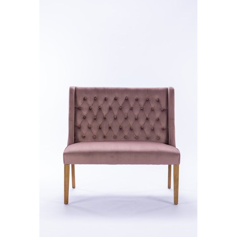 Mairead Upholstered Bench, 98cm H x 100cm W x 66 cm D, Pink