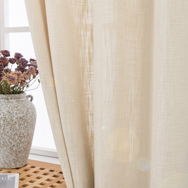 Kambi Linen Blend Semi-Sheer Curtain Panel Pair, 52" W x 84" L, Sand