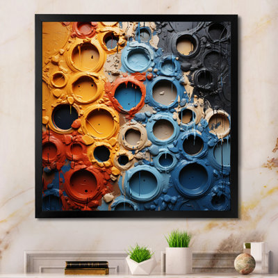 Orange et bleu mouvements fluides, reproduction sur toile
