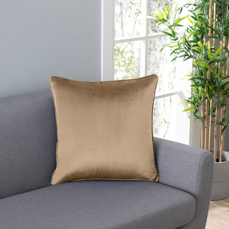 Champagne Premium Velvet 20" Square Pillow with Down Filling