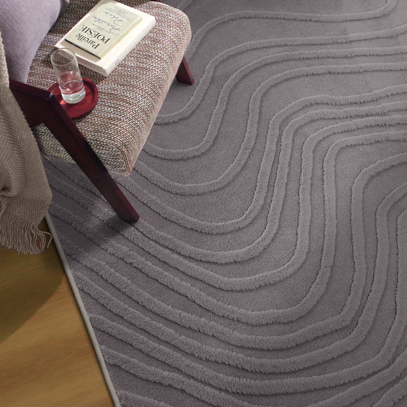 Tapis d'intérieur gris antidérapant à motif floral en peluche douce, Gris, Rectangle 6 pi x 9 pi