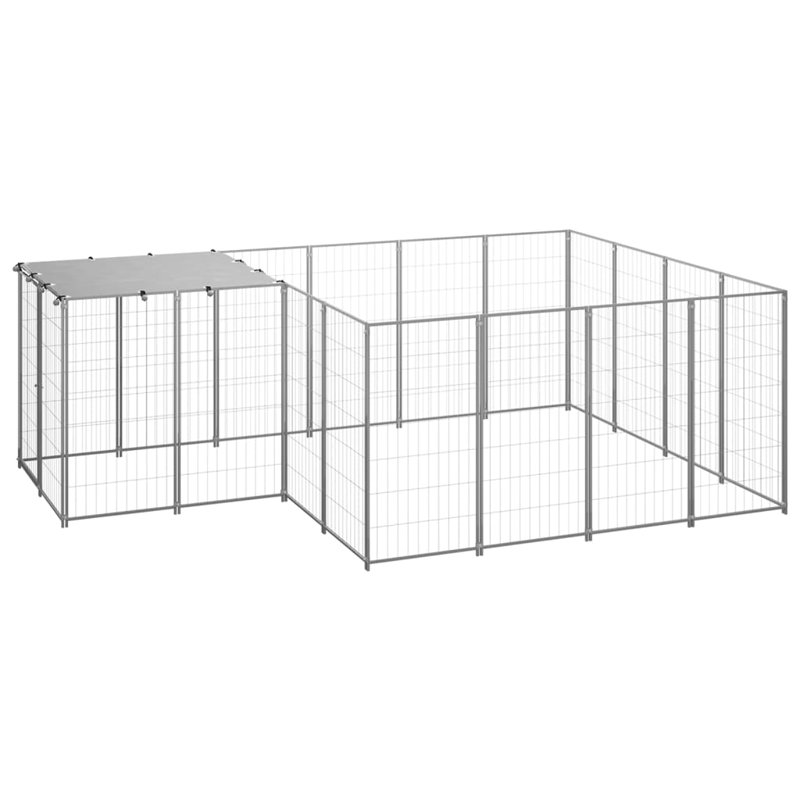 Peralta 43.31cm H Metal Yard Kennel With Door, Silver