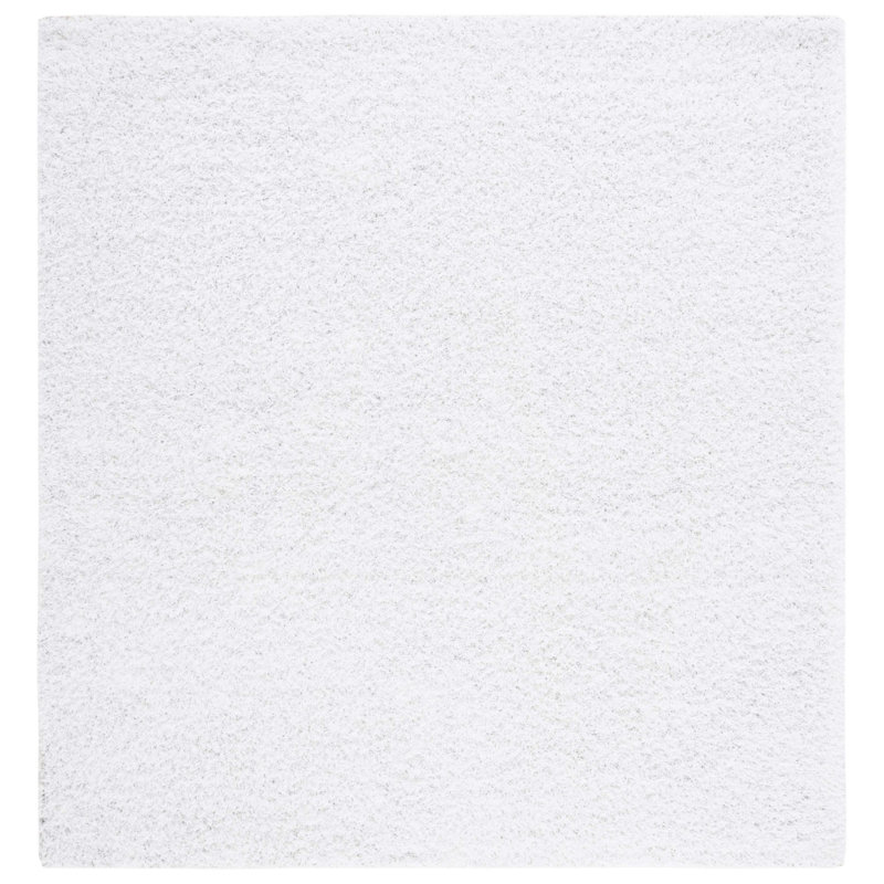 Assar Handmade Shag White Area Rug , Square 7'