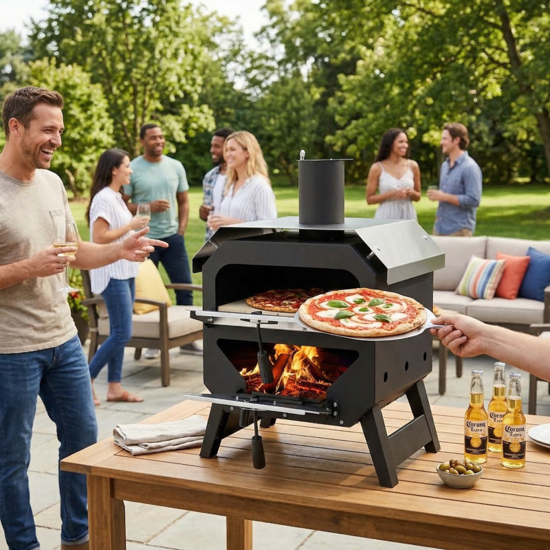 Four à pizza d'extérieur portatif robuste de 12 po résistant aux hautes températures, conception à chauffage rapide et pierre à pizza de qualité alimentaire incluse