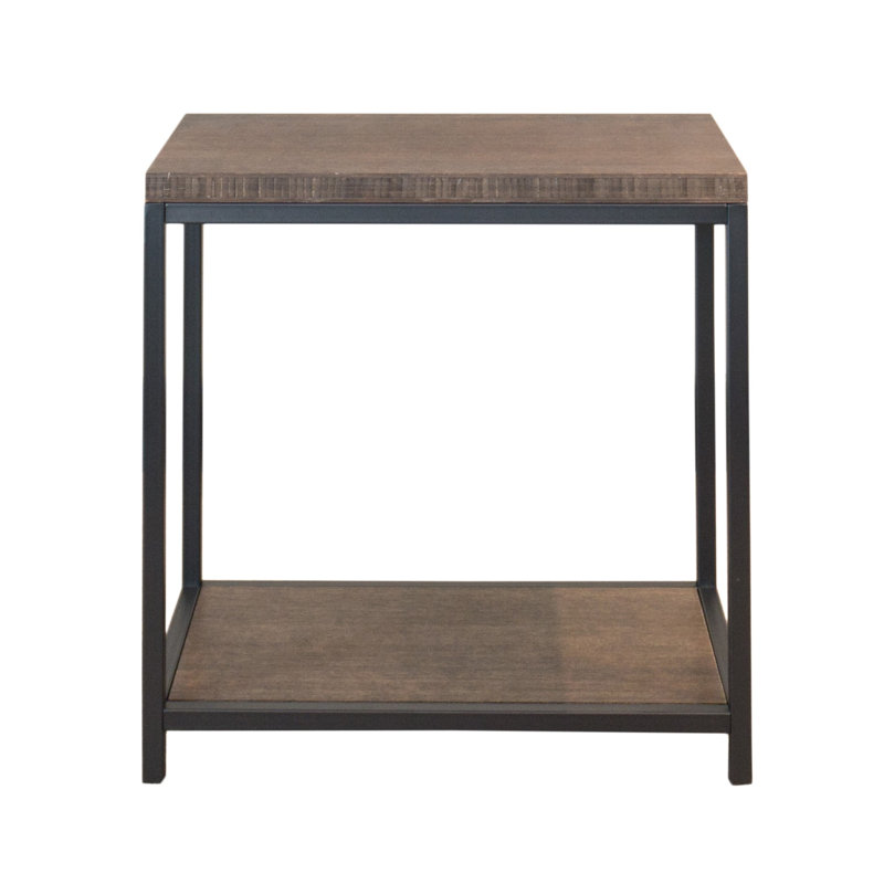 Table de bout avec rangement Nevins, Brun brossé