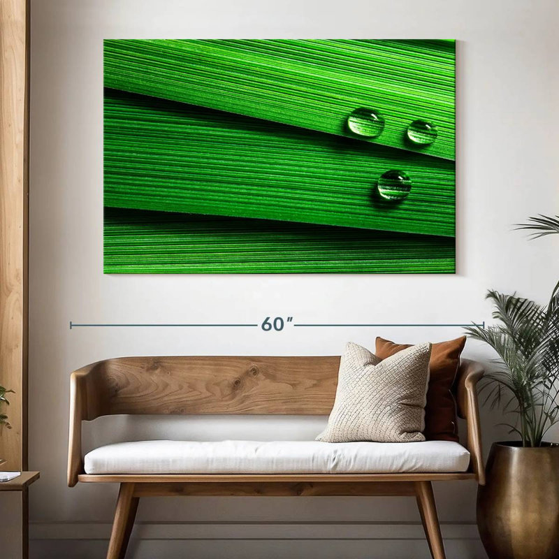 Harnek Droplets On Leaf, 34" H x 51" W