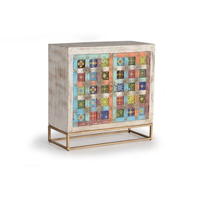 Knute Solid Wood 2 - Door Rectangle Accent Cabinet