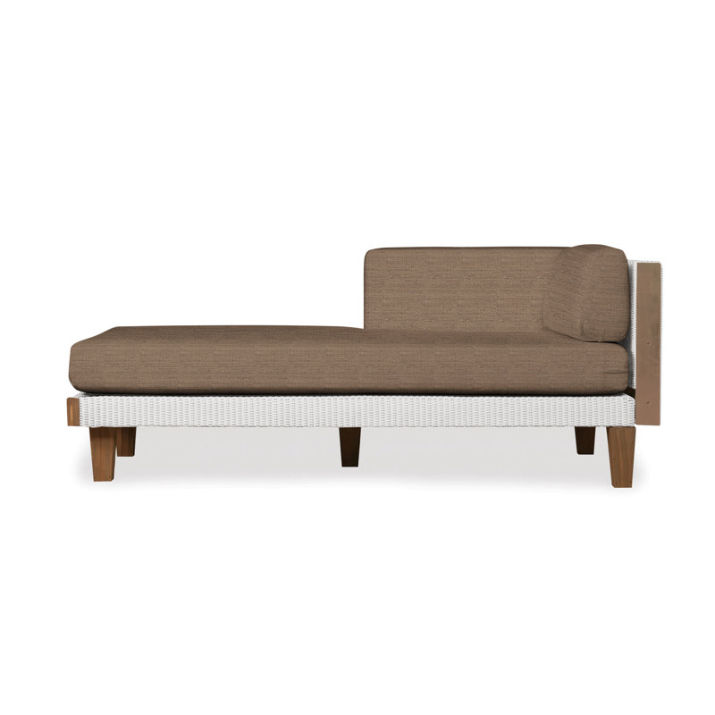 Catalina Outdoor Teak Chaise Lounge, White, Beach Navy