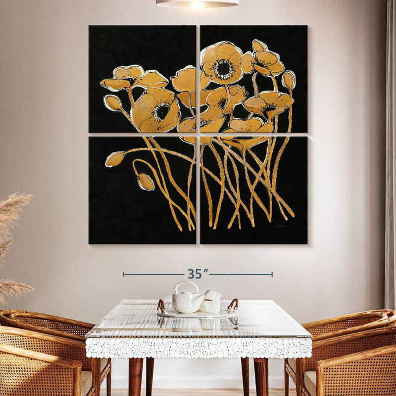 Coquelicots Harnek Gold Black Line I V2, H 50 po x l 50 po