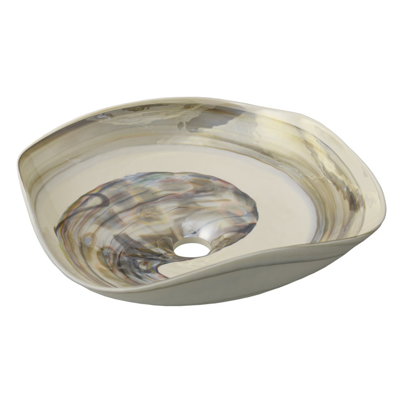 Murano Glass Specialty Vessel Bathroom Sink, Abalone